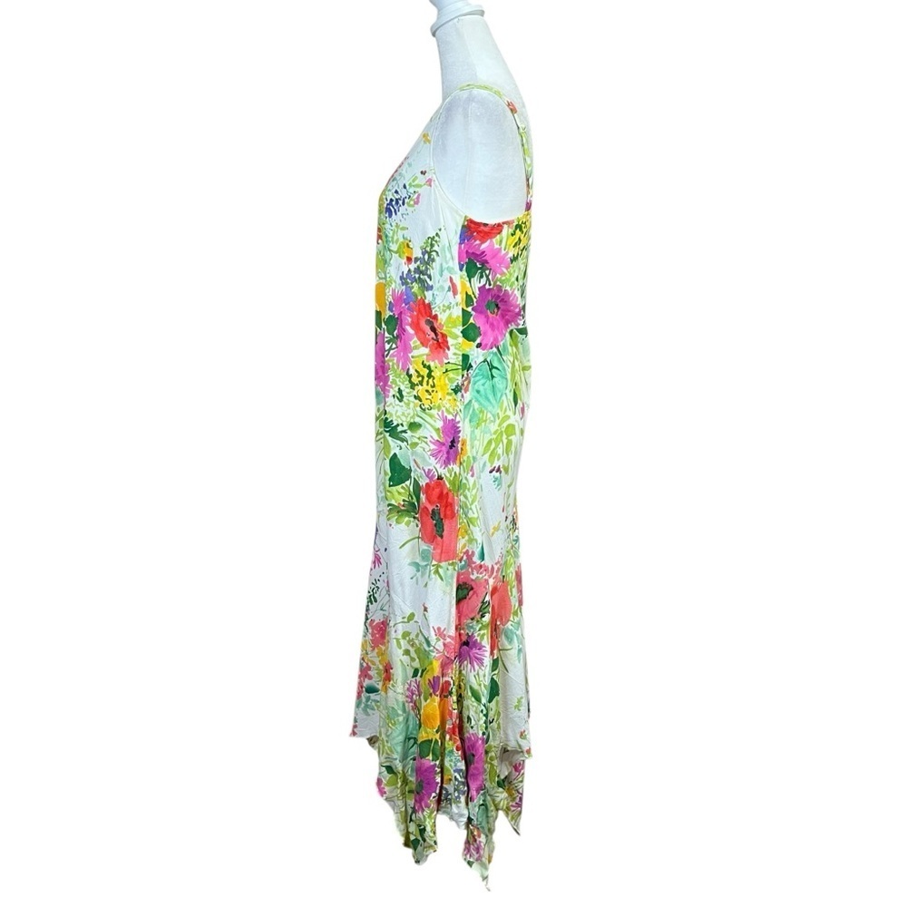 JAMS WORLD Cottage Bouquet Floral Asymmetrical Resort Midi Dress Sz XS Hawaii - Picture 4 of 14